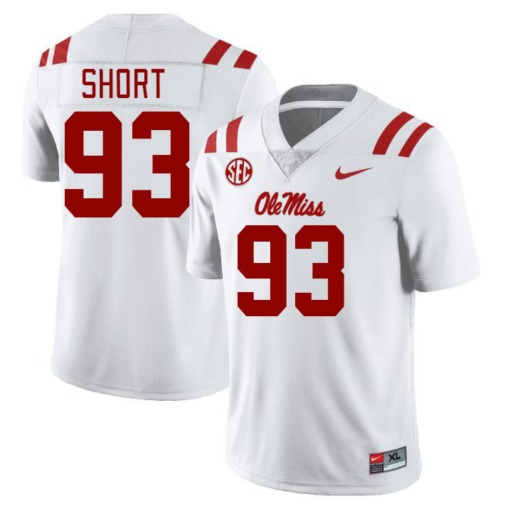 Men #93 Carter Short Ole Miss Rebels College Football Jerseys Stitched-White